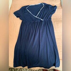 Ekouaer Nightgown, Navy, Lace trim XL